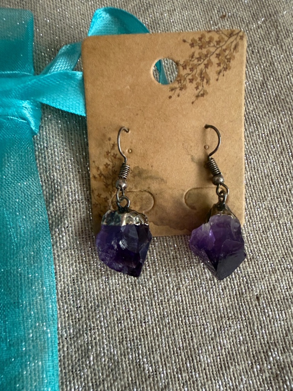 Purple Amethyst-Raw Crystal Drop Earrings